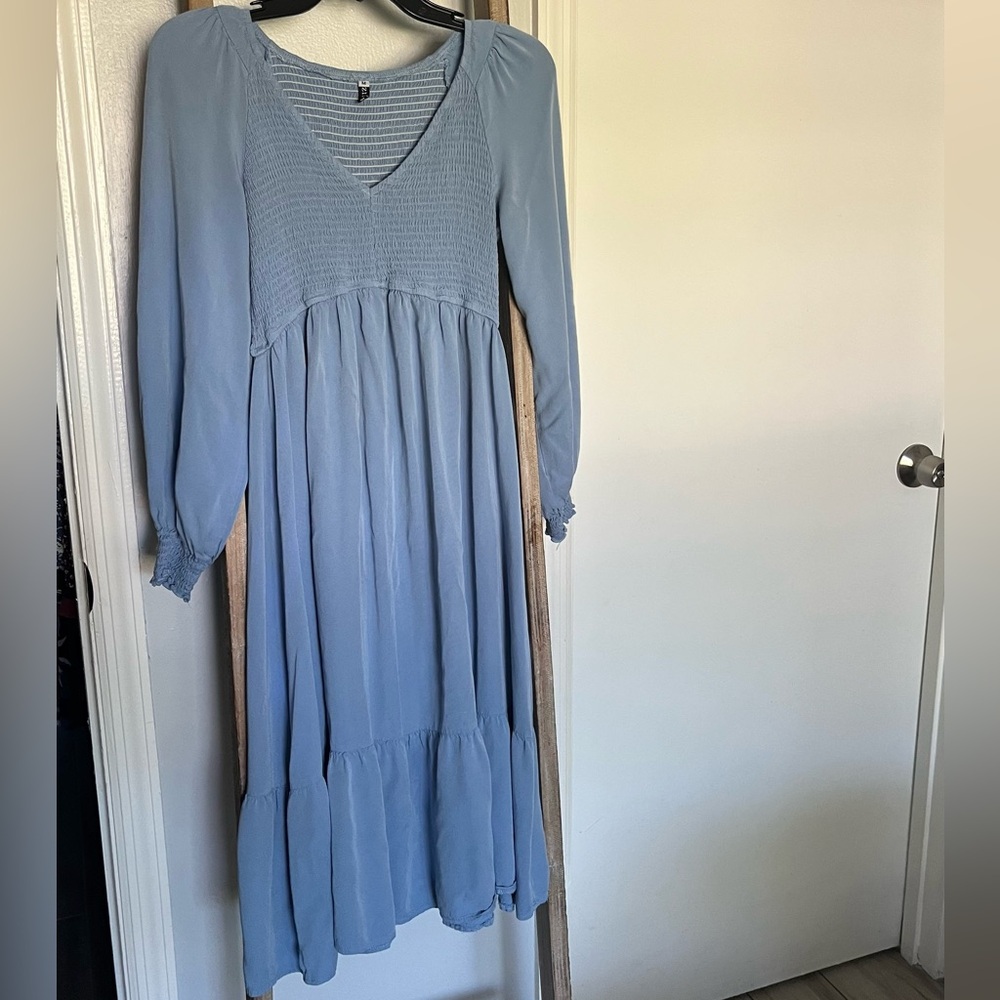 Cottagecore Style Smocked Denim Dress